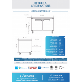 *Free shipping, please email order@jfkkitchen.com for the special offer* UNDERCOUNTER  FREEZER DUC48F  2-Door