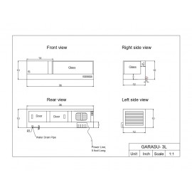 ***FREE SHIPPING*** Sushi Case GARASU "Wide Flat Top" Self-Contained Model-GARASU-3L