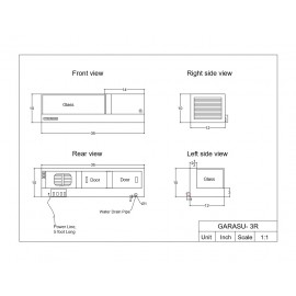 ***FREE SHIPPING*** Sushi Case GARASU "Wide Flat Top" Self-Contained Model-GARASU-3R