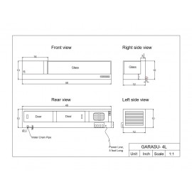 ***FREE SHIPPING*** Sushi Case GARASU "Wide Flat Top" Self-Contained Model-GARASU-4L