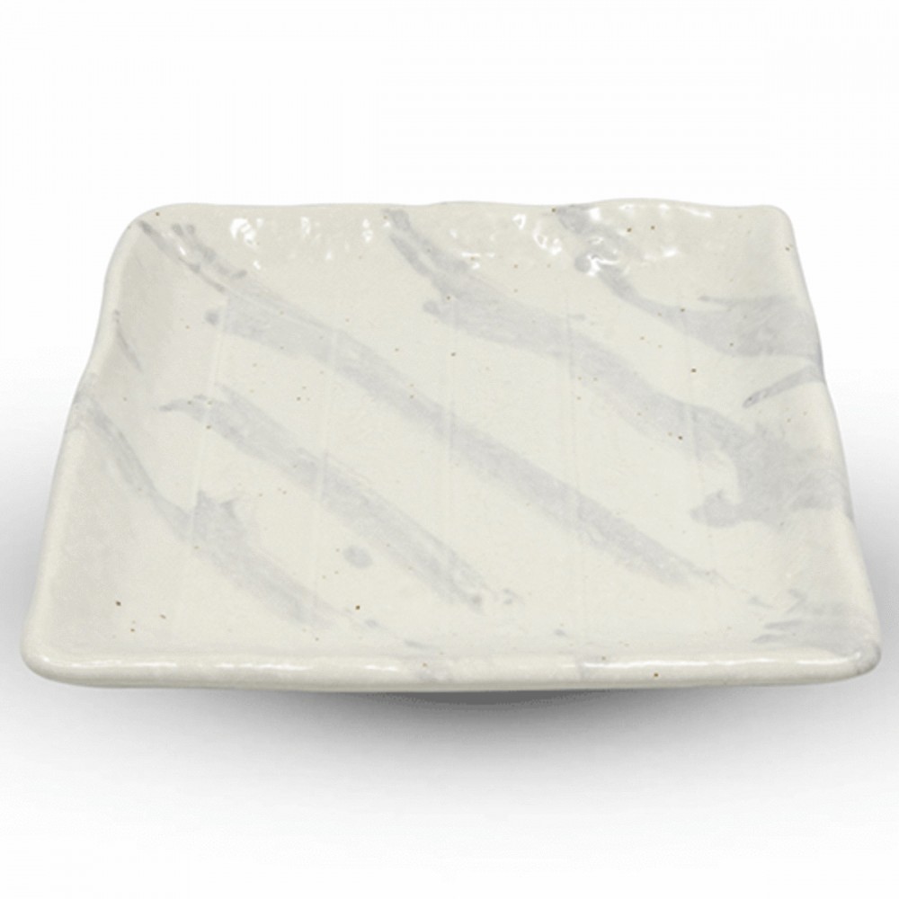 Hasu White Striped Square Plate