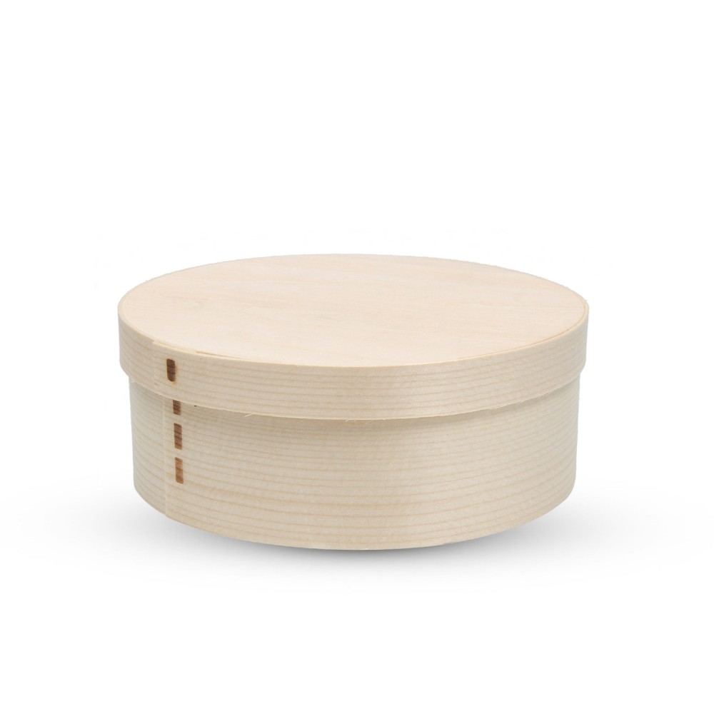 Disposable Wood Lidded Round Box (13cm) 5"Dia x 1.75"H  (1/100)