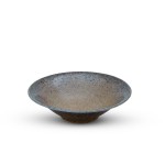 Brown Mosaic Blue Rimmed Shallow Bowl