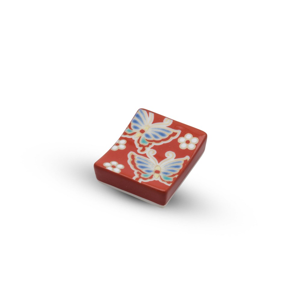 Kutani Red Butterfly Chopstick Rest