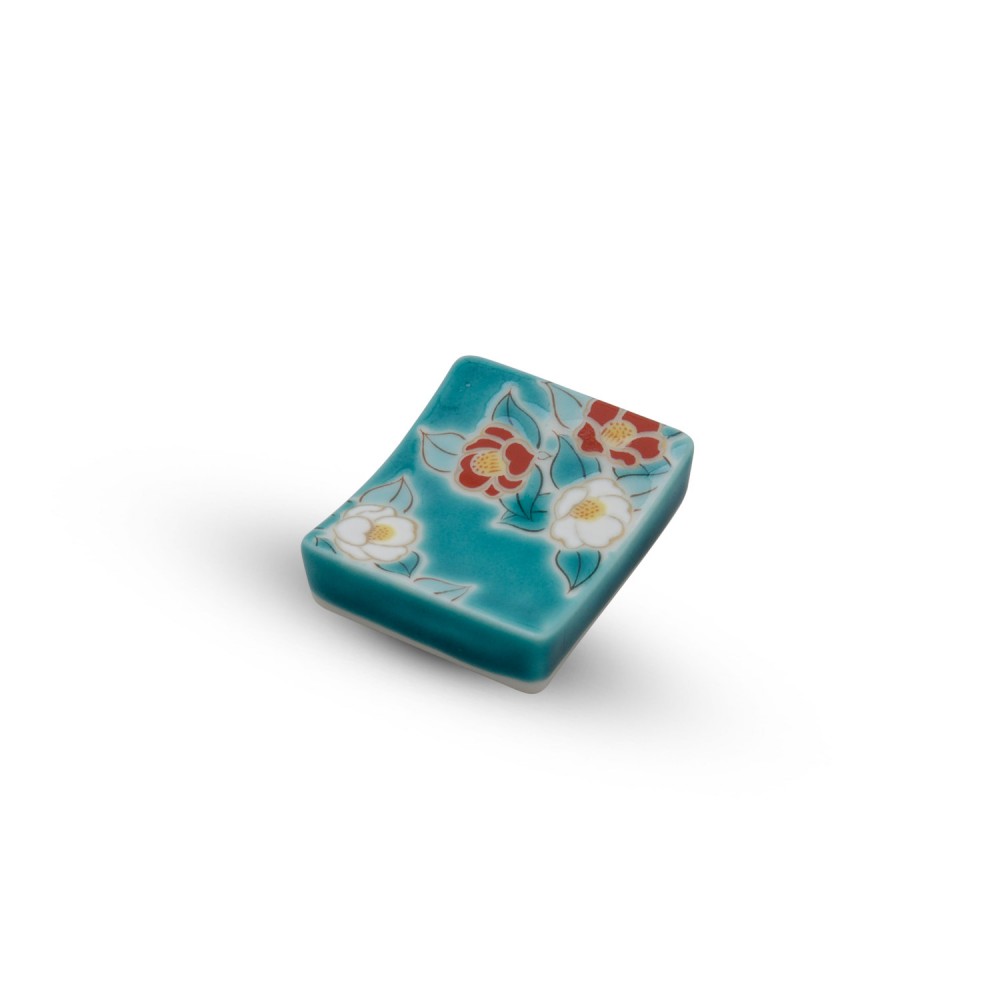 Kutani Teal Camelia Chopstick Rest