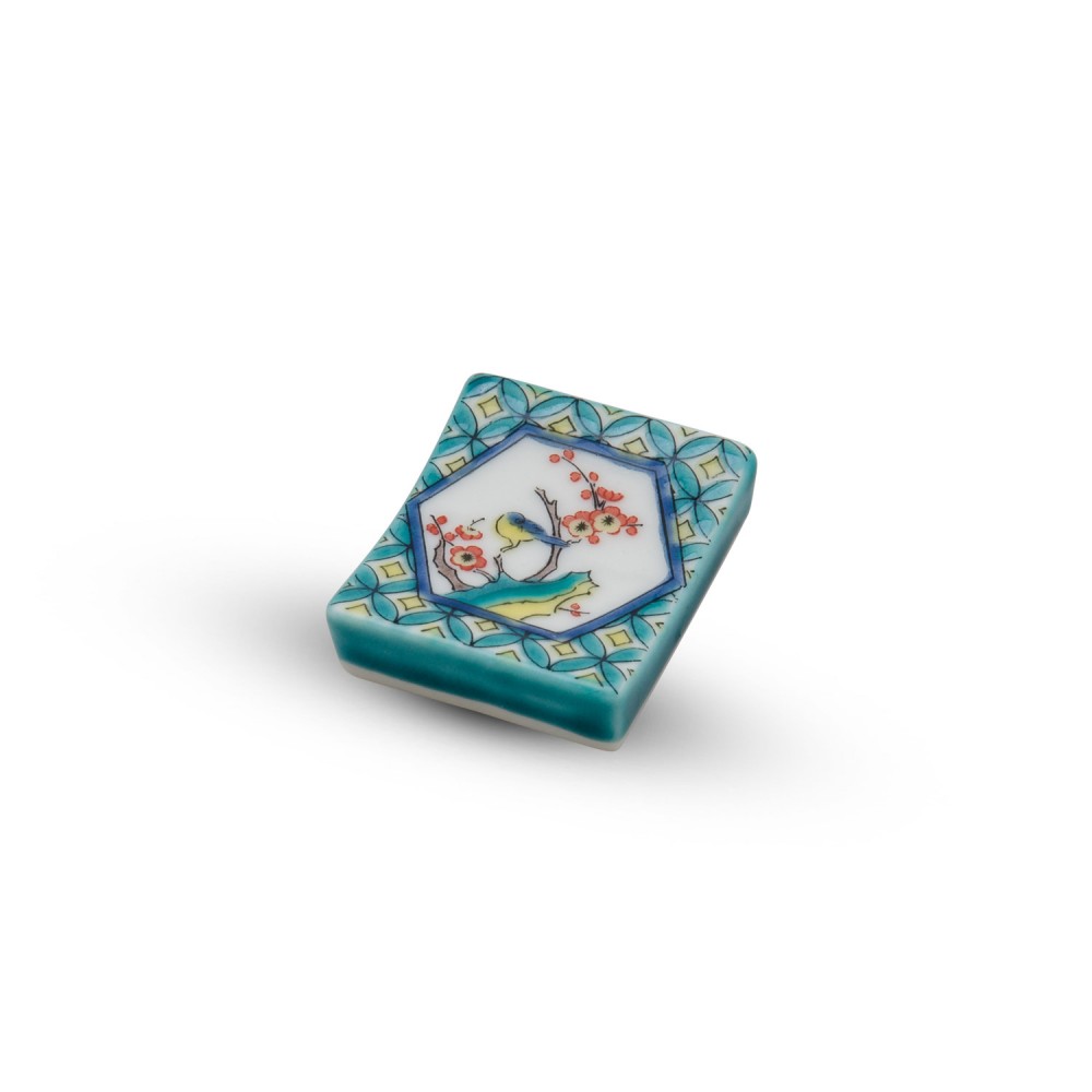 Kutani Teal Kacho Birds Chopstick Rest