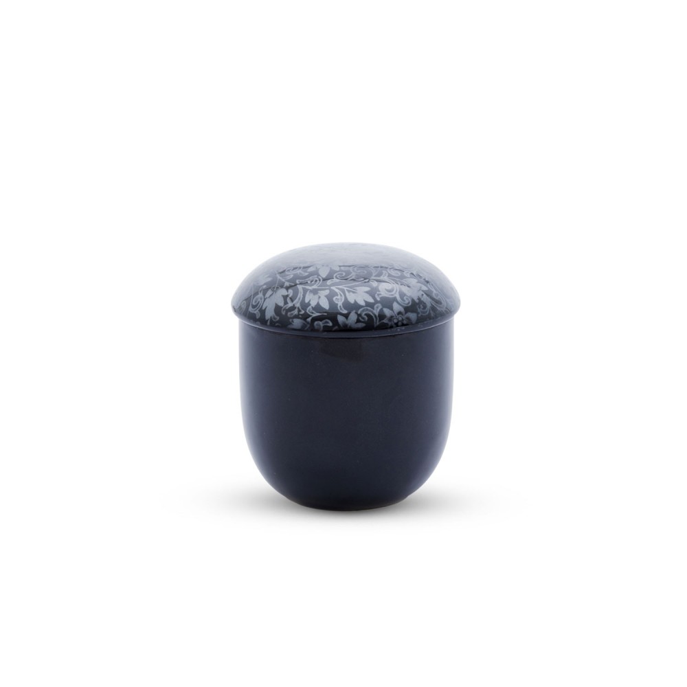 Black Flower Patterned Lidded Bowl