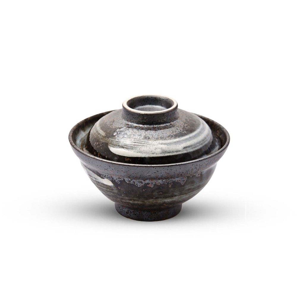 Lidded Bowl with Brushstroke