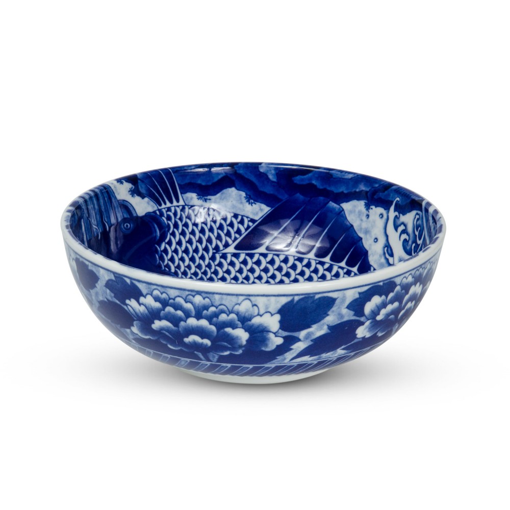 Blue Koi Fish Round Bowl