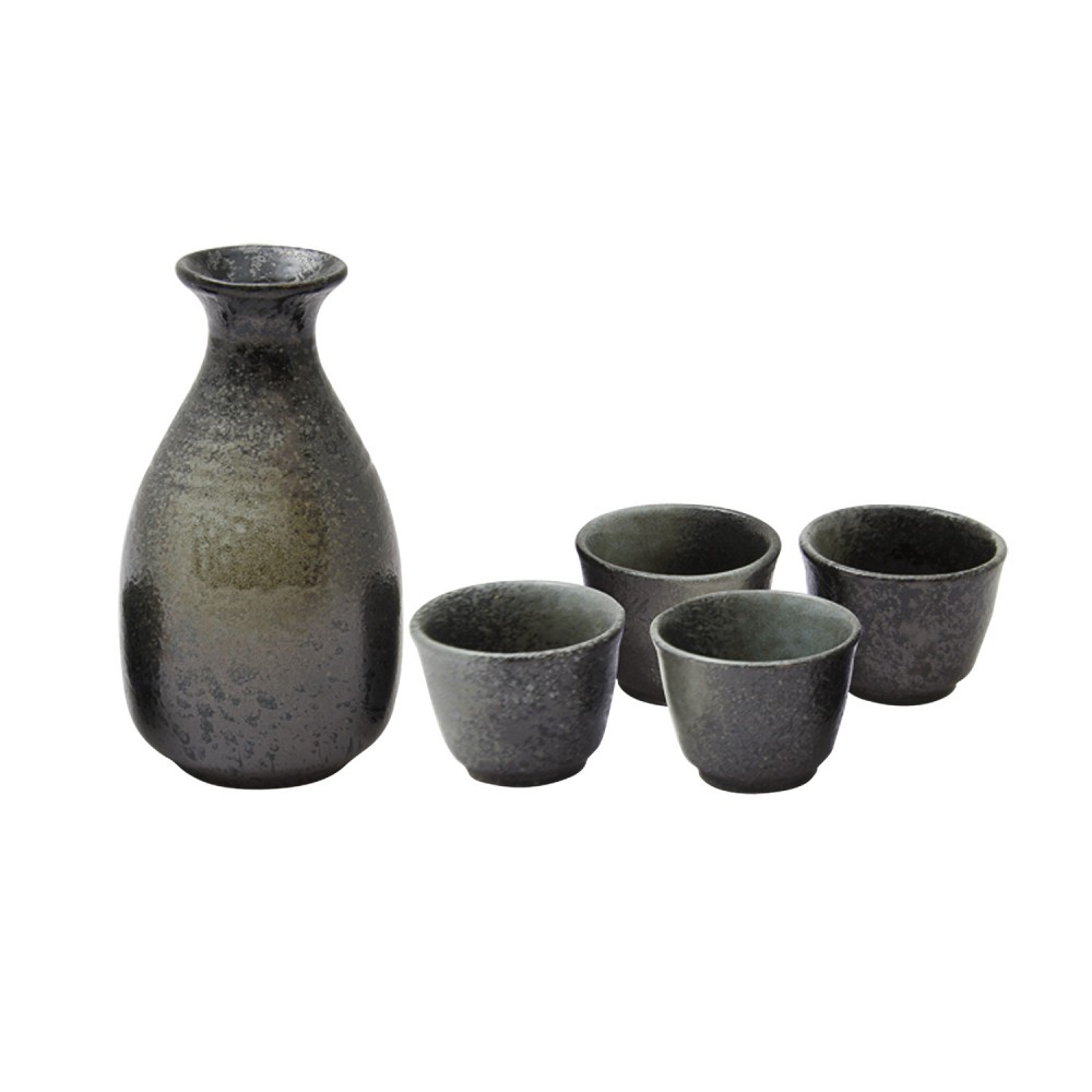 Black Moss Patterned Sake Gift Set