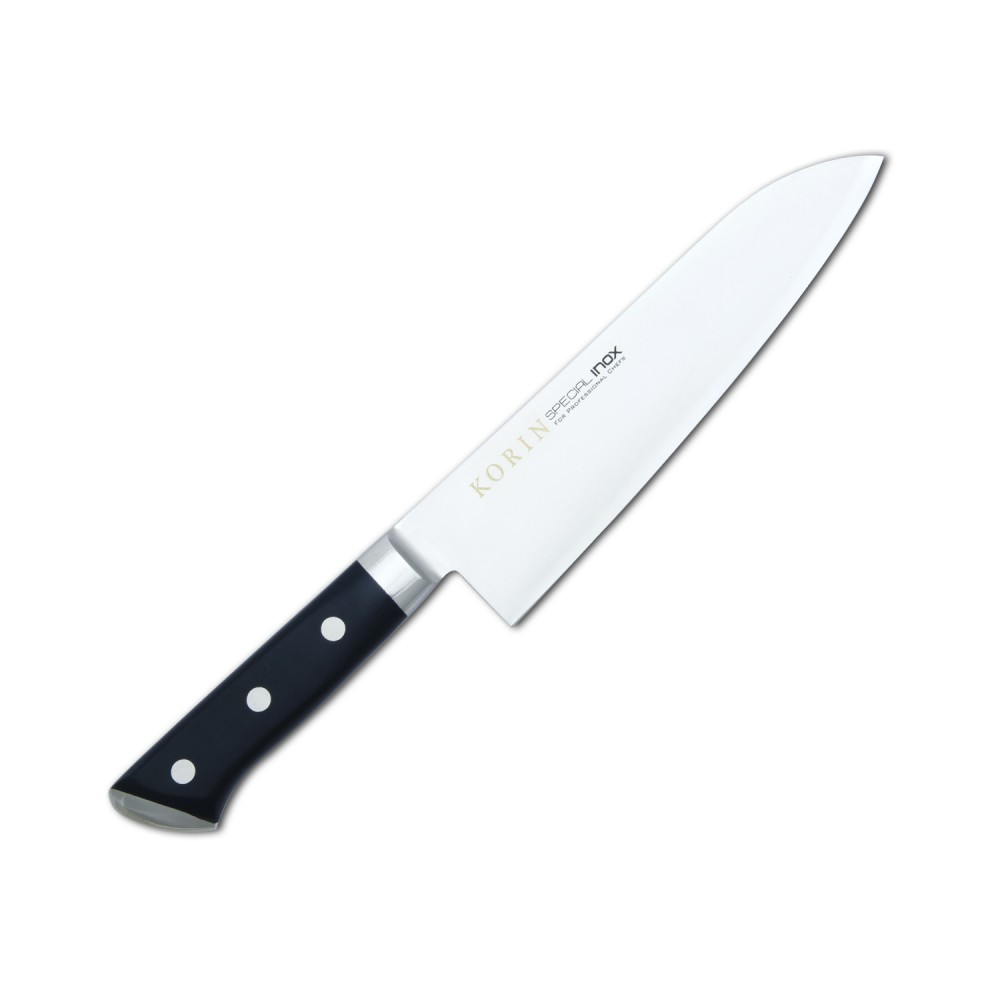 Korin Special Inox Black Handle Santoku