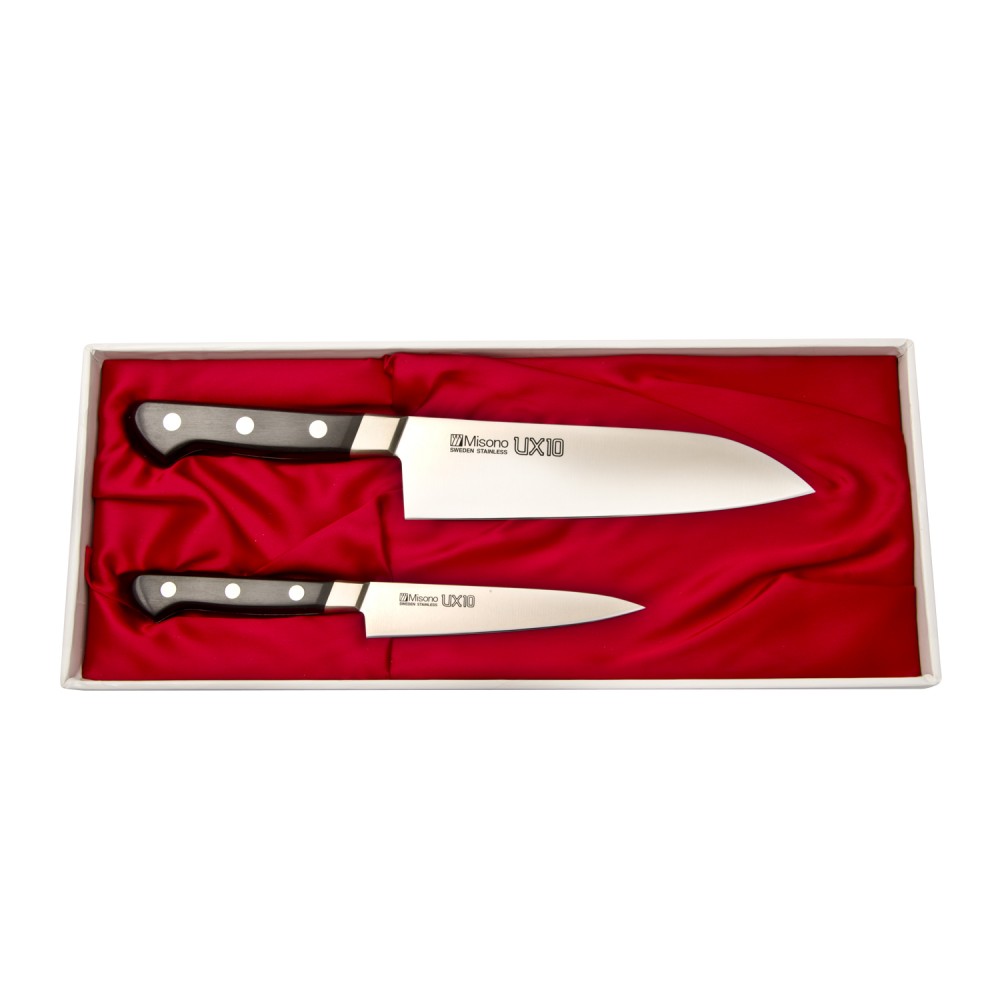 Misono UX10 Santoku, Petty Knife - 2 Piece Knife Set