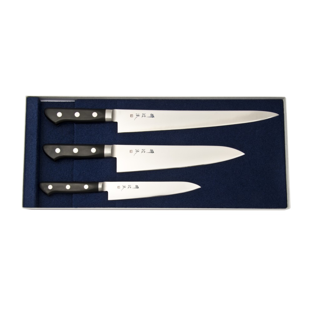 Togiharu Molybdenum Three Piece Set Gyutou, Sujihiki, Petty Knife