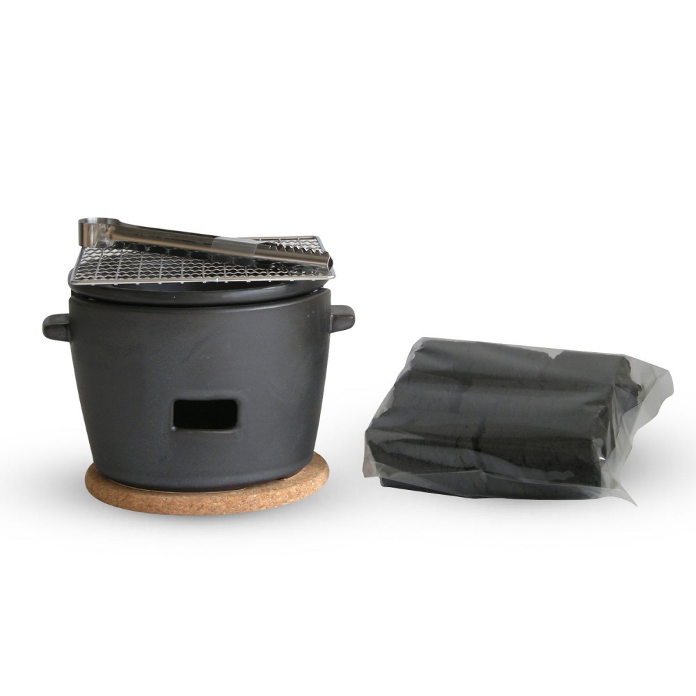 Black Charcoal Konro Grill Set