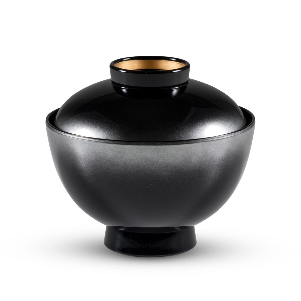 Gradiented Black Silver Plastic Lidded Bowl