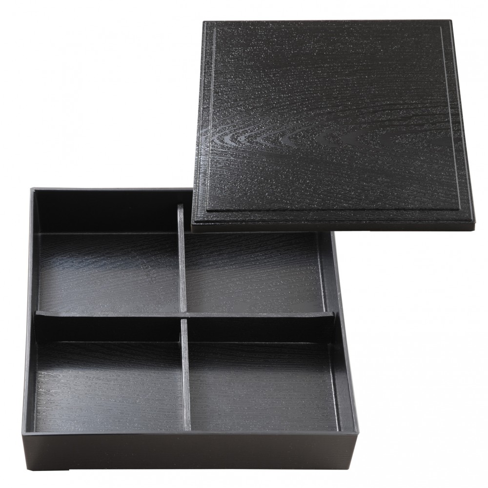 Black Bento Box with Cover and Divider