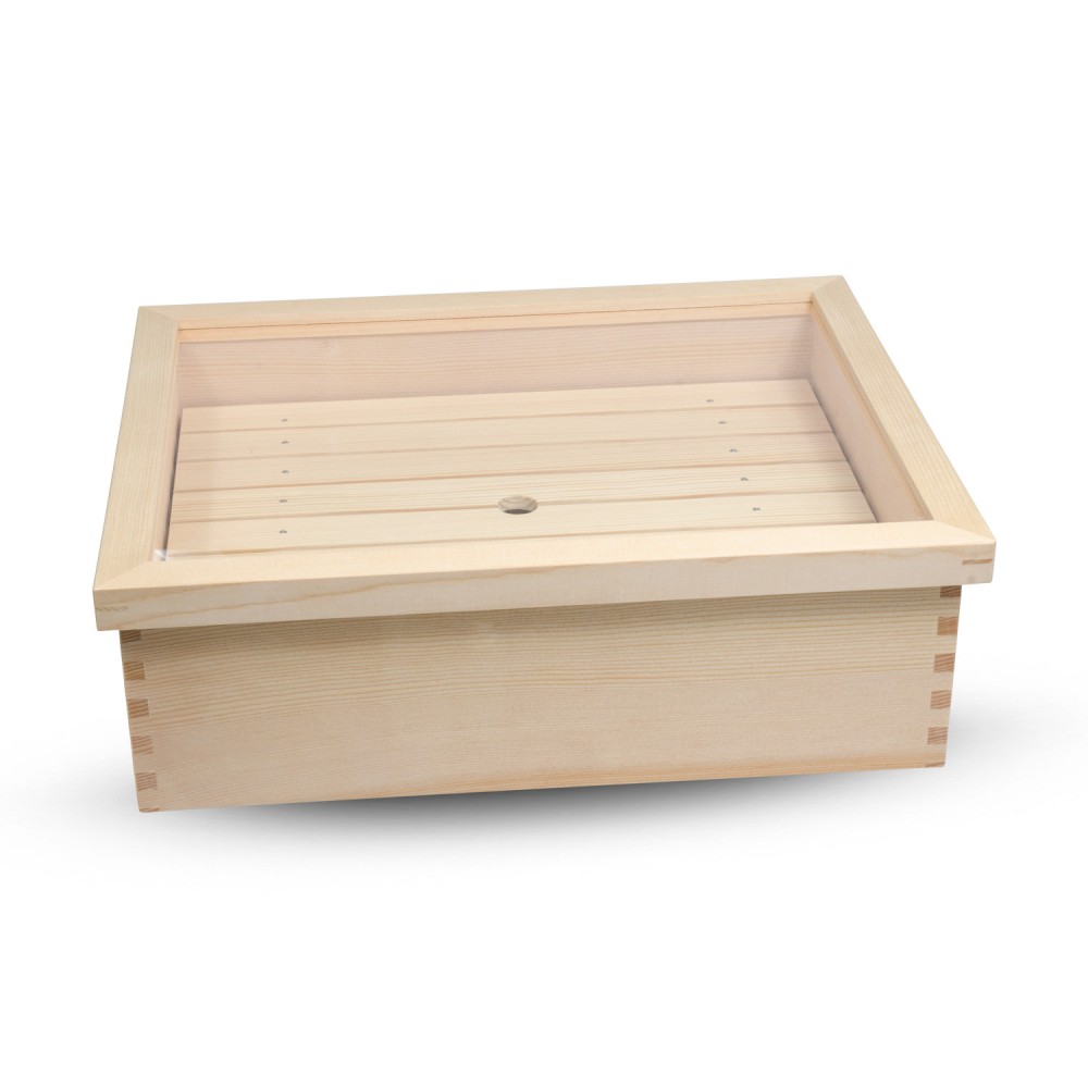 Wooden Sushi Neta Case with Cover and Stainless Pan