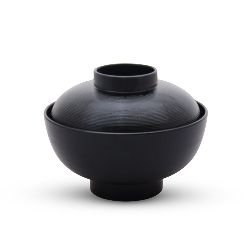 Mokume Black Lidded Soup Bowl