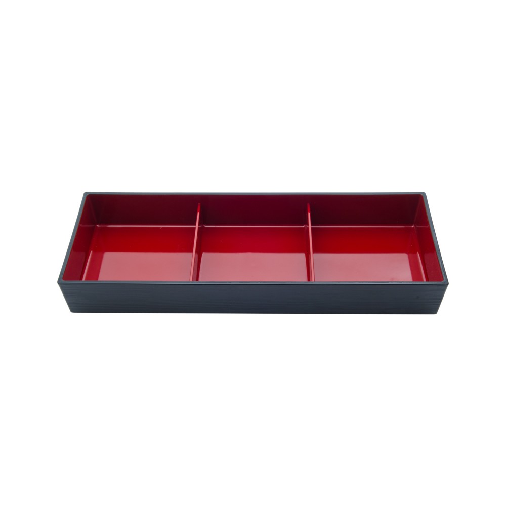 Black and Red 3 Compartment Nagate Bento Box