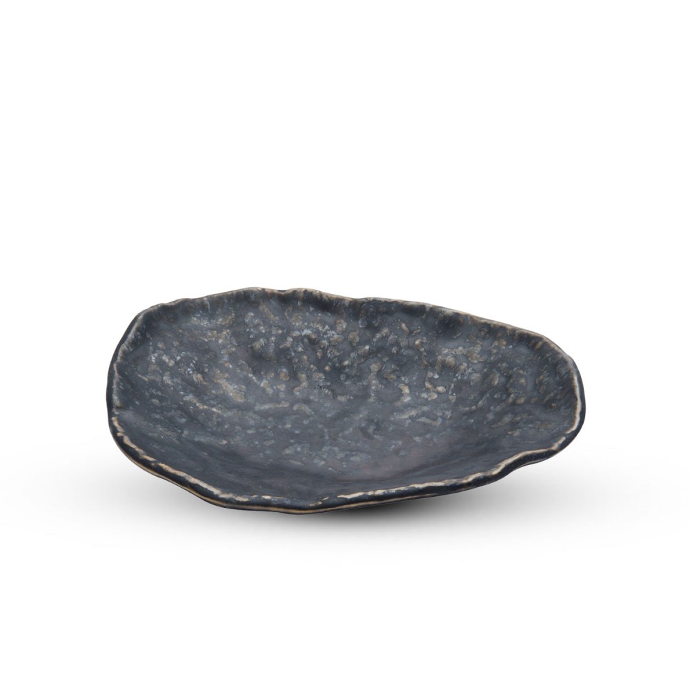 Metallic Abstract Oval Plate