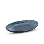 Dark Gray Speckled Oval Footed Plate