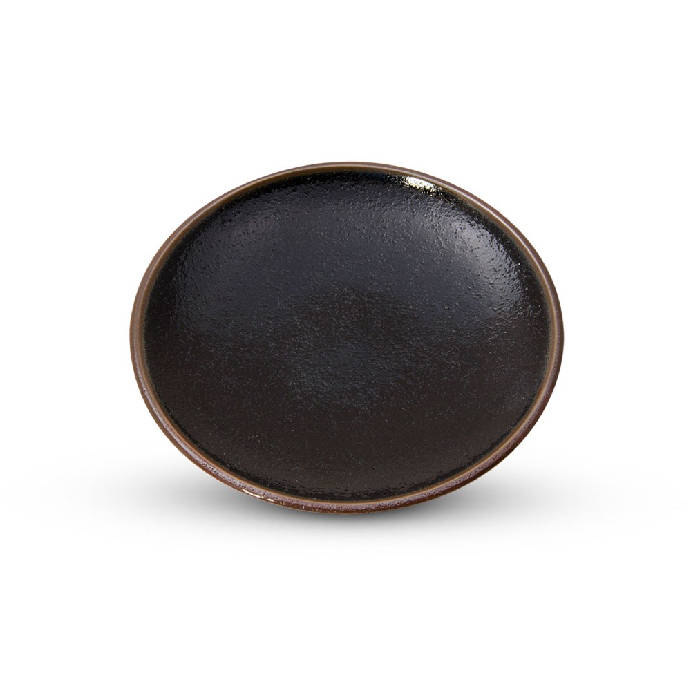 Yuzu Tenmoku Black Round Plate