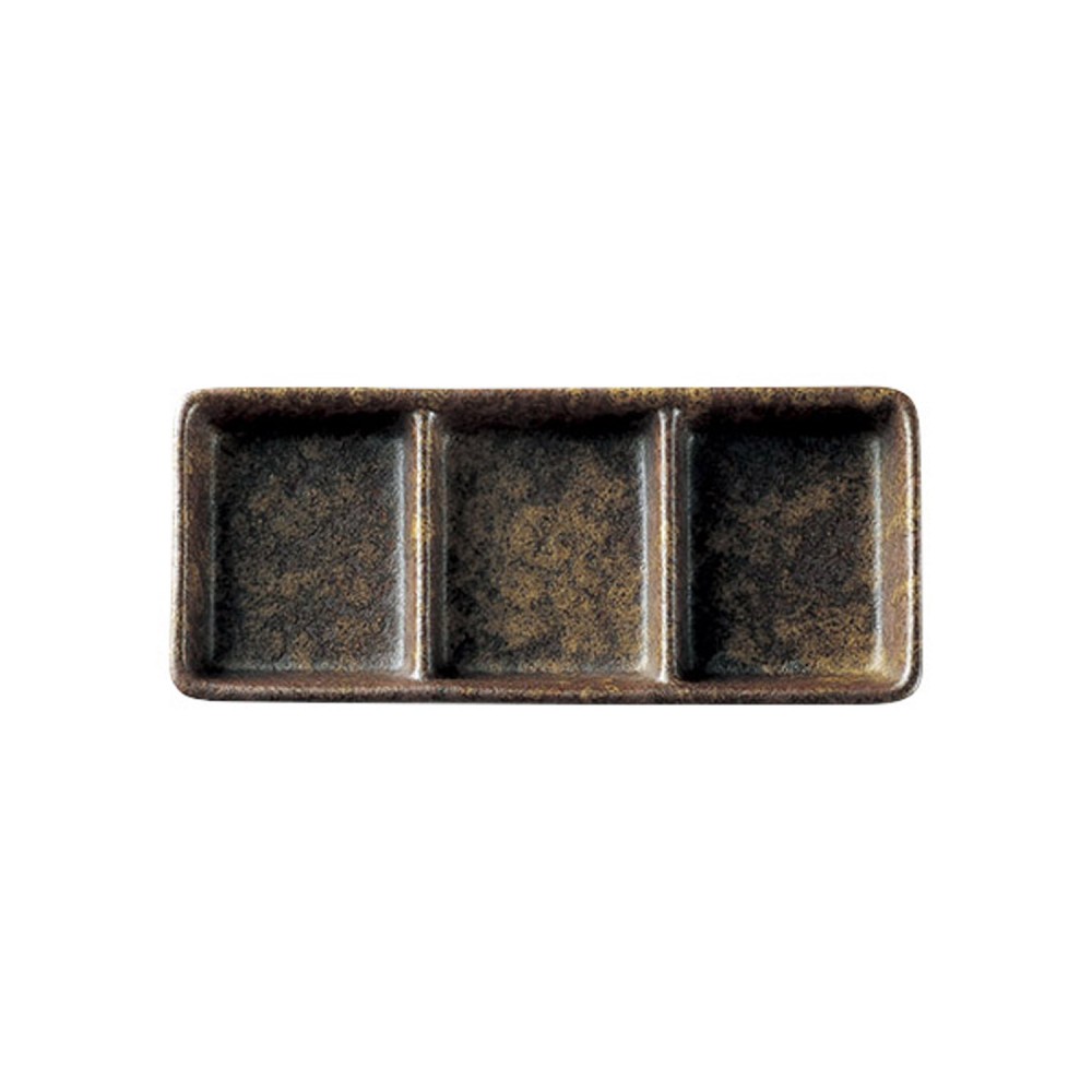 Eki Brown Rectangular Divided Sauce Dish