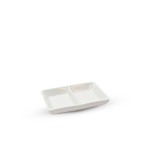  Fusion White Rectangular Two Divided Sauce Dish, JSDS-A2653