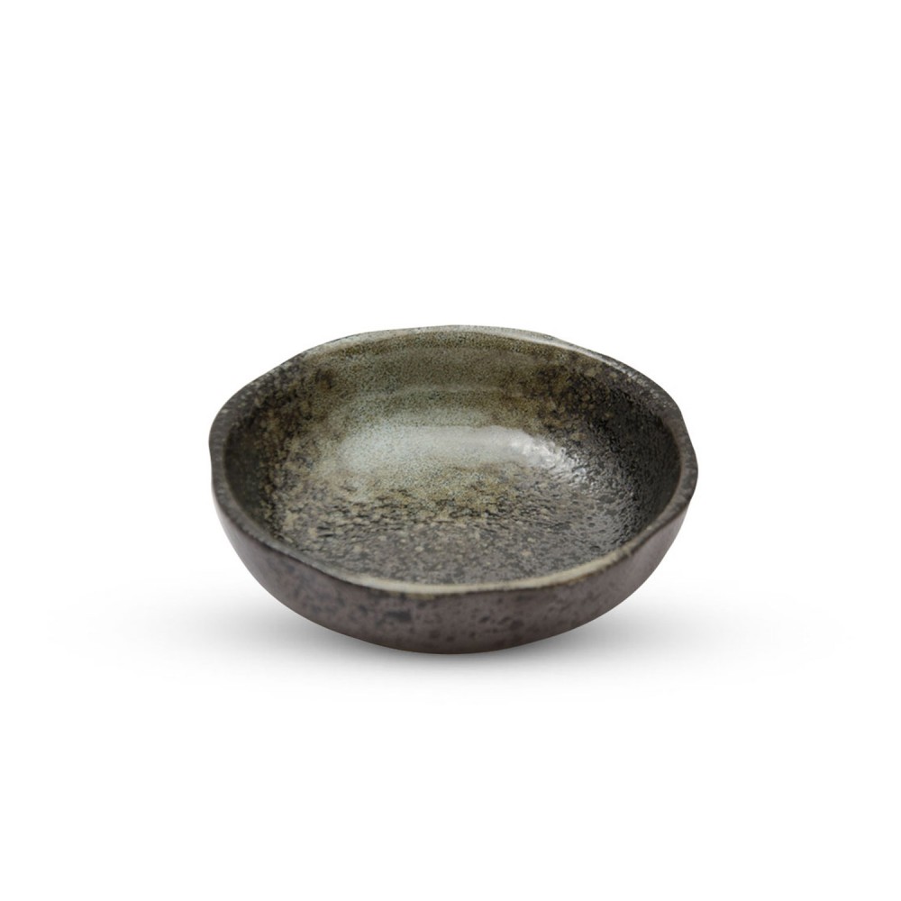 Black Moss Patterned Round Sauce Dish