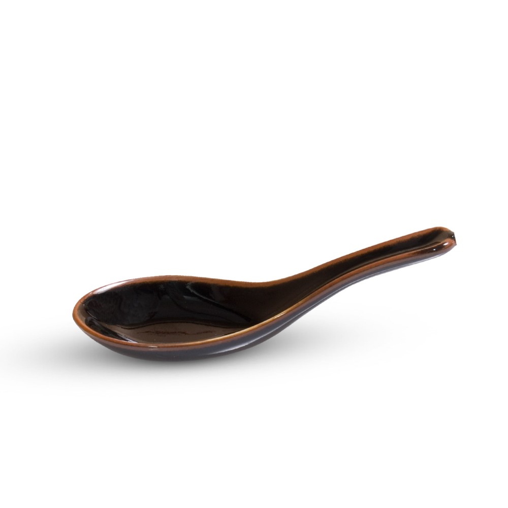 Yuzu Tenmoku Black Ceramic Spoon