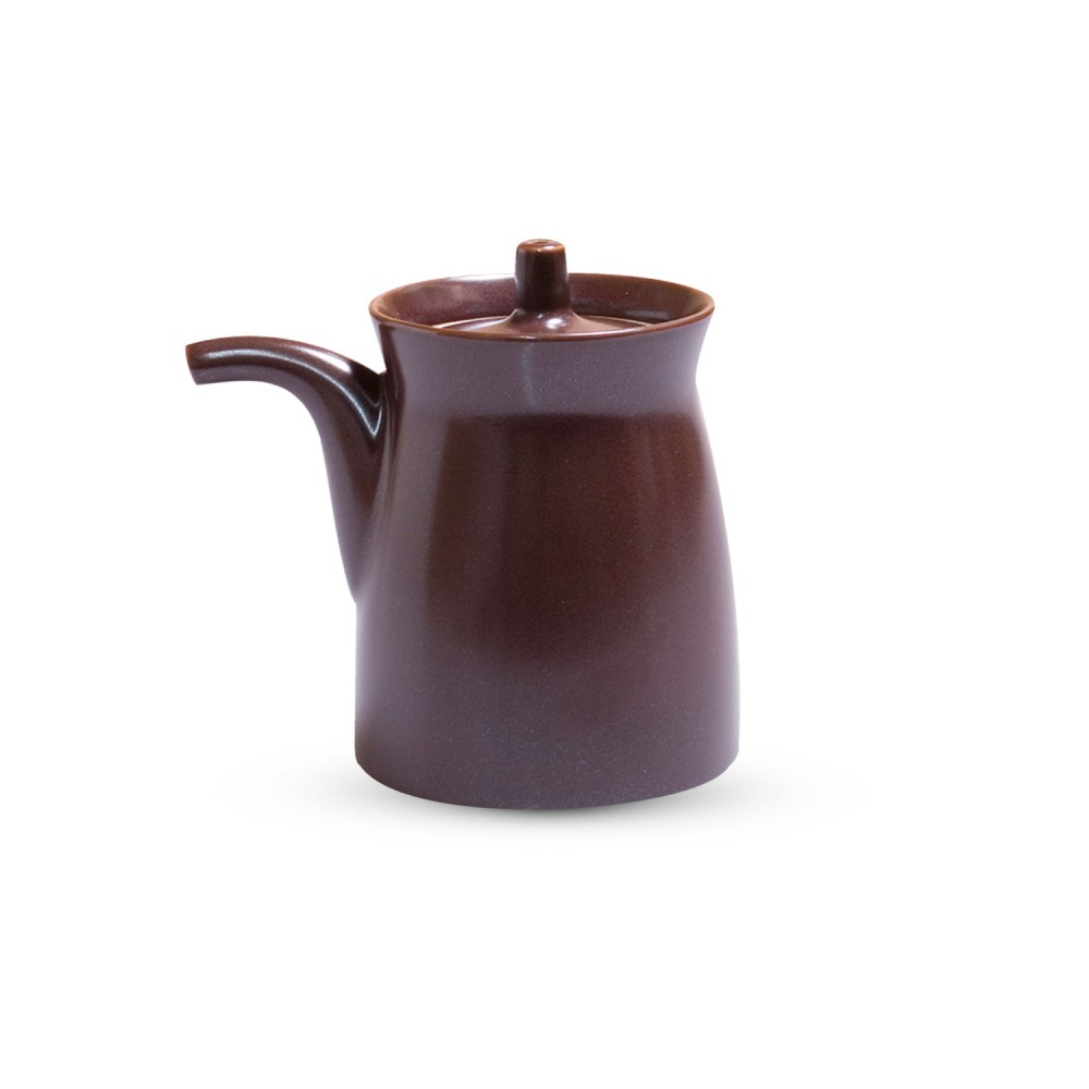 Matte Brown Porcelain Sauce Pot