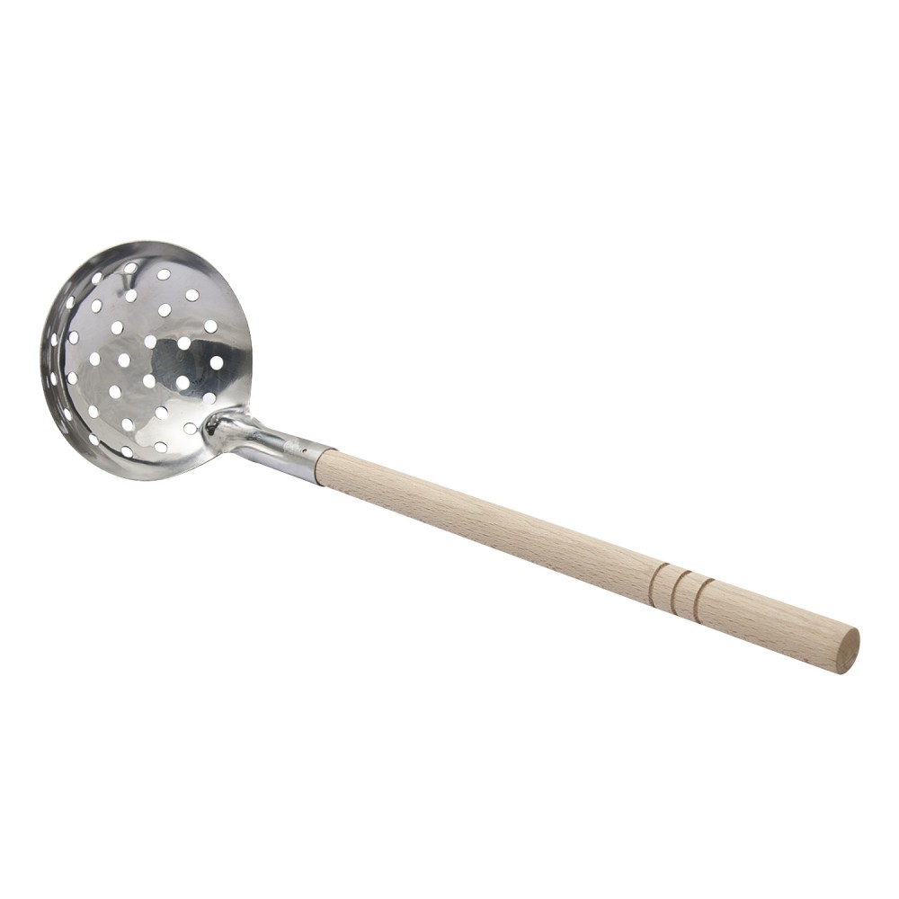 Slotted Ladle with Wooden Handle