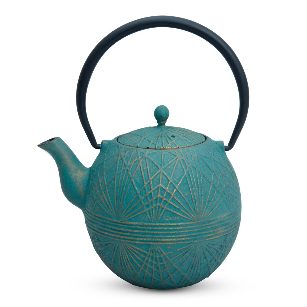 Green Round Cast Iron Teapot