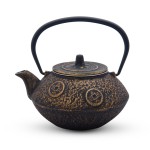 Gold and Black Cast Iron Teapot